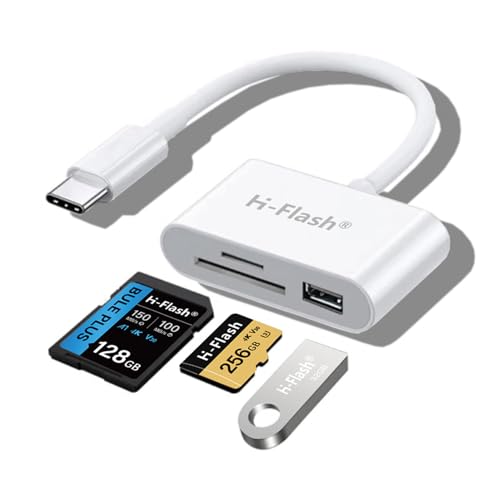 3-in-1 SD Card Reader for iPad iPhone Android, USB C Memory Card Adapter, Supports USB 3.0/2.0, SD/TF Card, Plug and Play, No App Needed
