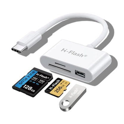 3-in-1 SD Card Reader for iPad iPhone Android, USB C Memory Card Adapter, Supports USB 3.0/2.0, SD/TF Card, Plug and Play, No App Needed