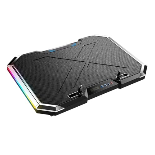 OSALADI RGB Touch Control Laptop Cooling Pad Colorful LED Lights Adjustable Height Portable Design for Gaming and Work Compatible Laptop Sizes
