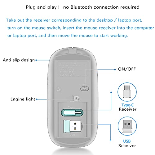 JETTA Wireless Mouse for MacBook Pro, MacBook Air, Laptop, Desktop, Chromebook, Win7/8/10/11, PC - Silver - color: Silver