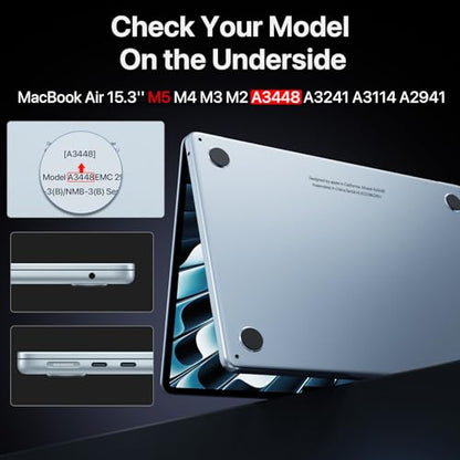 Macaset for MacBook Air 15 inch Case M5 M4 M3 M2 2026-2023 Mac Laptop Cover | Sky Blue Color Match, Matte Clear, Anti Fingerprint & Scratch, Close Seamless, Protective Hard Shell, Ultra Thin Snap on Fit - color: Sky Blue Clear