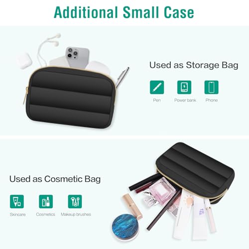 MOSISO Laptop Case 14 inch, 14 inch Puffy Laptop Sleeve Compatible with HP Lenovo Dell ASUS Acer, HP Stream, Dell Latitude, Lenovo IdeaPad, Polyester Horizontal Bag with Small Case, Black - color: Black, size: 14 inch