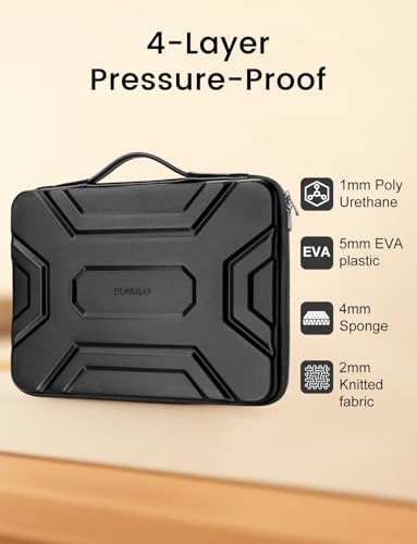 DOMISO 13 inch Laptop Sleeve with Handle, Shockproof & Waterproof EVA Protective Laptop case, Laptop Sleeves for 13-13.3-inch Laptops / 13.3-inch HP, Dell, ASUS, Lenovo Laptops, Black - color: Black, size: 13 inch