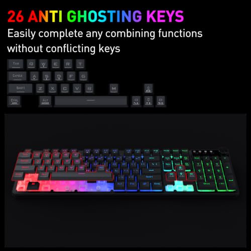 Redragon K521-E Gaming Keyboard with Knob, RGB 104 Keys Wired Keyboard | Mechanical Feeling Keyboard, 12 Multimedia Keys, Anti-Ghosting, Programmable Software, Compatible with PC, PS4/5, Xbox - color: Matte Black