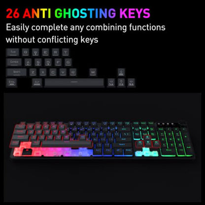 Redragon K521-E Gaming Keyboard with Knob, RGB 104 Keys Wired Keyboard | Mechanical Feeling Keyboard, 12 Multimedia Keys, Anti-Ghosting, Programmable Software, Compatible with PC, PS4/5, Xbox - color: Matte Black