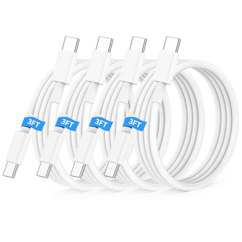 Essri USB C to USB C Cable 3FT for Apple iPhone 17 16 Charger Cord,4Pack 60W C to C Cable Fast Charging Wire for iPhone 16 15 Pro Plus Pro Max iPad Pro/Air MacBook Pro/Air,for Galaxy S24 S23 and More - color: White, size: 4Pack 3Feet 60W