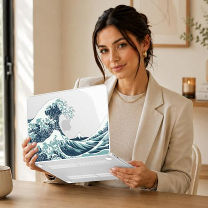 May Chen Compatible with MacBook Neo 13 inch Case 2026 Model A3404, Plastic Hard Shell,Keyboard Cover,Screen Protector,Dust Plug, for MacBook Neo 13" with A18 Pro Chip, Great Wave - color: Great Wave