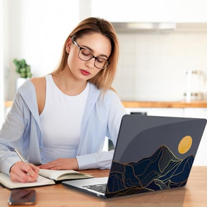 Teryeefi Compatible with MacBook Air 15 inch Case A2941 M2 A3114 M3 Release 2023 2024,Design Pattern Slim Cover + Keyboard Cover + OTG Adapter for 15.3 inch MacBook Air Liquid Retina, Mountain Line - color: Mountain Lines