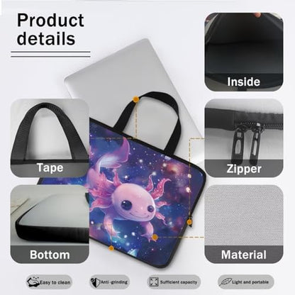Cute Axolotl 15 Inch Laptop Handle Bag Computer Protect Case Pouch Holder Galaxy Space Notebook Sleeve Neoprene Cover Soft Carring Travel Case for Chromebook Computer Briefcase - color: Cute Axolotl Galaxy Space, size: 15 inch