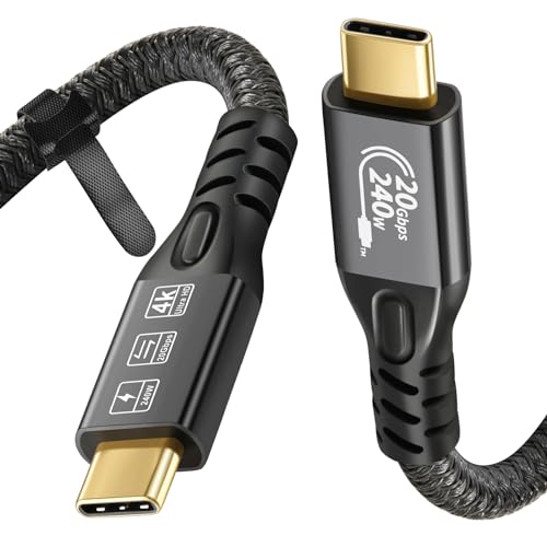 USB C Cable 3.2 Gen 2X2 20Gbps, Type C 4K@60Hz UHD Video 5A/240W PD3.1 Fast Charge Cord with E-Marker Compatible with Thunderbolt 3/4 MacBook Pro Samsung Galaxy Pixel Dell Monitor etc - size: USB C 20G 240W 0.5M