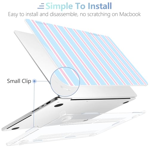 MEEgoodo Compatible with MacBook Pro 14 inch Case (M5/M4/M3/M2/M1) Pro/Max 2026 2025 2024 2023 2021, Case Fit Model A3427/A3426/A3434/A3112/A3401/A3185/A2918/A2992/A2779/A2442, Pink and Blue Stripes - color: Pink And Blue Stripes