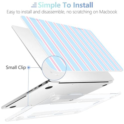 MEEgoodo Compatible with MacBook Pro 14 inch Case (M5/M4/M3/M2/M1) Pro/Max 2026 2025 2024 2023 2021, Case Fit Model A3427/A3426/A3434/A3112/A3401/A3185/A2918/A2992/A2779/A2442, Pink and Blue Stripes - color: Pink And Blue Stripes