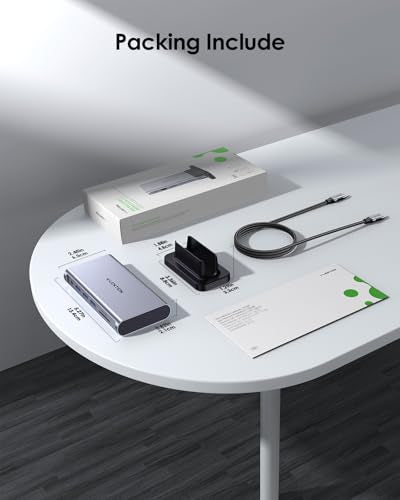 LENTION 11-in-1 USB C Docking Station with Detachable 3.3ft Long Cable, 4K@60Hz HDMI, 100W PD, Ethernet, USB 3.0, SD/TF, Vertical Design for MacBook Pro/Air/Neo, Dell, HP, Lenovo, Surface Laptop (D54) - color: Space Gray