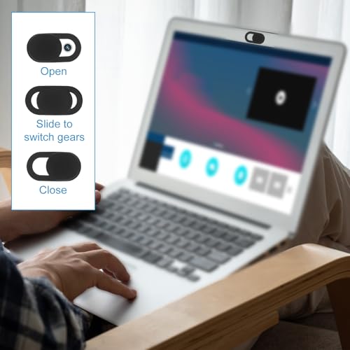 30pcs Front Camera Privacy Covers, Ultra-Thin Slide Webcam Cover for Laptop Desktop Phone Tablet Protects Your Privacy & Security (Black)