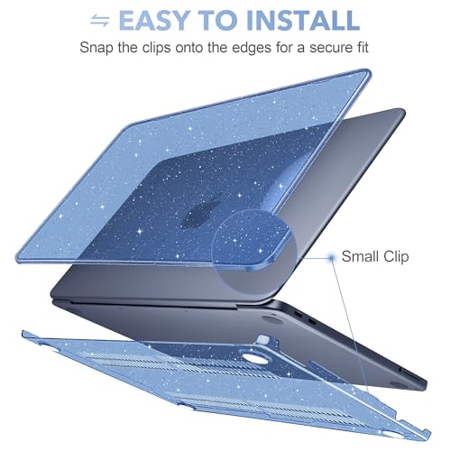 May Chen Compatible with MacBook Neo 13 inch Case 2026 Model A3404, Plastic Hard Shell,Keyboard Cover,Screen Protector,Dust Plug, for MacBook Neo 13" with A18 Pro Chip, Glitter Indigo - color: Glitter Indigo