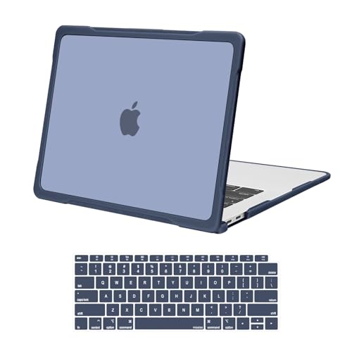 MOSISO Compatible with MacBook Air 13 inch Case M1 2018-2021, Midnight Blue | Reduces-Fingerprints with Soft TPU Bumper Shell&Keyboard Cover for MacBook Air 13.3 M1, 2021 2020 2019 2018 A2337 A2179 A1932 - color: Midnight Blue
