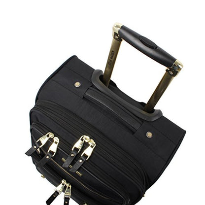 Steve Madden Designer-Gepckkollektion Leichter Softside-Koffer fr Damen und Herren strapazierfhige 50,8 cm groe Tragetasche mit 4 rollenden Spinner-Rdern, Peek-a-boo Black, 20in, Carry on Bag With - color: Peek-a-boo Black, size: 20 inches