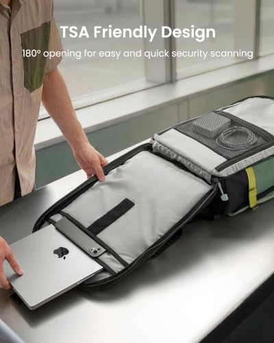 tomtoc Travel Backpack, TSA Friendly Flight Approved Carry-on Luggage Hand Water-resistant Lightweight Business Rucksack - color: Moss Green, size: 28L