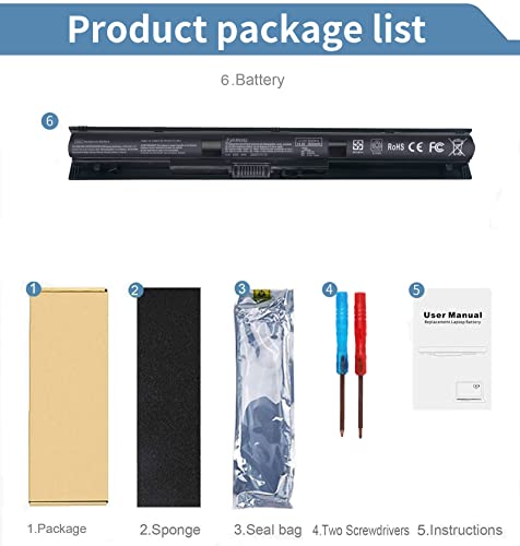 KI04 800049-001 Battery for HP Pavilion 15-ab 15-an 17-g 14-ab 14t-ab 15t-ab100 17t-g100 17t-s100 Series 15-ab143cl 15-ab223cl 15-ab153nr 15-an044nr 14-ab166us 17-ab220nr 17-g133cl 800009-421 TPN-Q158 - size: 10.76 x 1.25 x 0.8 inches KI04 BATTERY