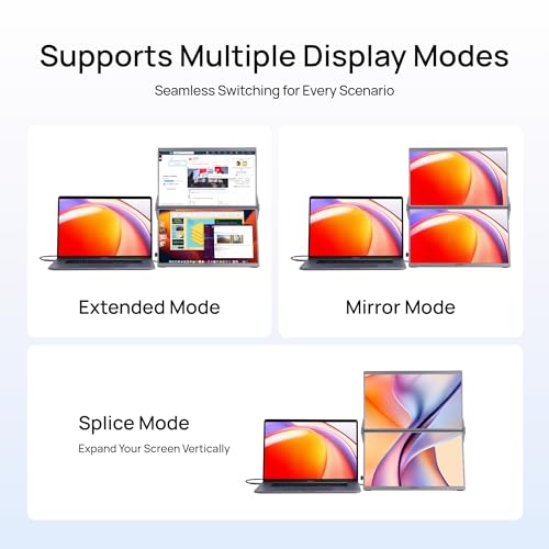 ARZOPA 15.6" Dual Portable Monitor for Laptop, Foldable Stackable FHD 1080P 100% sRGB IPS Extender, USB C & HDMI Connectivity, Adjustable Kickstand, for Mac PC Windows Gaming Office Travel-E1 Gray