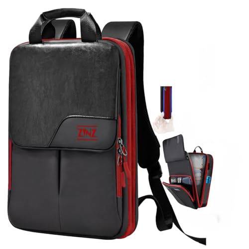Slim & Expandable Laptop Backpack 15.6 16 17 inch Travel Business Backpack Water-Resistant Daypack for Men and Women，Black red - color: B01rd01