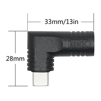Right Angle DC 4017 to USB C Connector Adapter, 90 Degree PD 65W DC 4.0mm x 1.7mm to USB Type C Male Plug Power Charge Adapter for Laptop, Phone - Black - style: DC 4017 to USB Type c