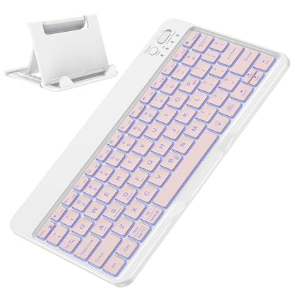 OMOTON Rechargeable Ultra-Slim Keyboard with Upgrade Oversize Keycaps, Adjustable Stand and Backlit, Wireless Bluetooth Keyboard for Samsung Tablet, iPad, Smartphone, Android, iOS, Windows, Pink - color: Pink