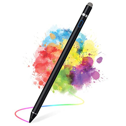 Active Stylus Pens for Touch Screens, Active Pencil Smart Digital Pens Fine Point Stylist Pen Compatible with iPhone iPad (Black) - color: Black