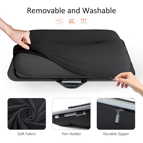 Lap Desk with Cushion, Fits up to 17 inch Laptop, Pillow Designed, Portable Laptop Stand with Tray, Pad & Phone Holder, Home Office for Bed/Couch/Car/Reading/Writing,MillHome (Black) - color: Black