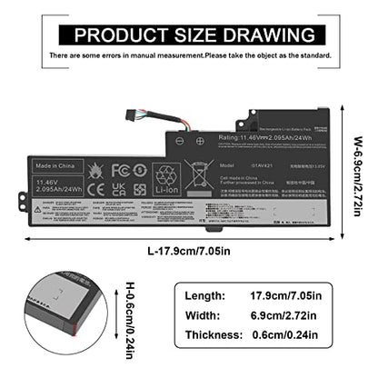 Fancy Buying 01AV421 01AV419 01AV420 01AV489 Laptop Battery Compatible with Lenovo ThinkPad T470 T480 T580 A475 A485 TP25 Series SB10K97577 SB10K97576 SB10K97578 - size: 7.05*2.72*0.24inch 01AV421