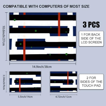 3Pcs Laptop Skin Sticker Decal Abstract PVC Laptop Sticker Fits for 12-16 Inch Notebook Waterproof Scratch Proof Linear Geometric Art Universal Notebook PC Personalized Protector Gift - style: abstract lines
