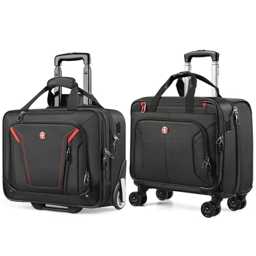 star cloud 2 Pcs Rigid Frame Roling Laptop Bag on Wheels, Rolling Briefcase with USB & Type-C Charging Port,Water Resistant Rolling Computer Bag for 17.3 Inch Laptop, Work Travel and Business