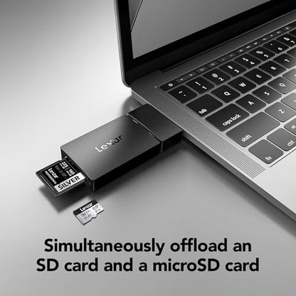 Lexar Dual Slot SD/Micro SD Card Reader, Up to 255MB/s, USB-A/C, USB 3.2 | Dual USB-C & USB-A Connectors, Simultaneous Offload, Compatible w/ PC, Laptop, Tablet, Smartphone, Compact, LRW360U-BNBNG - style: MicroSD / SD Dual-Slot USB 3.2
