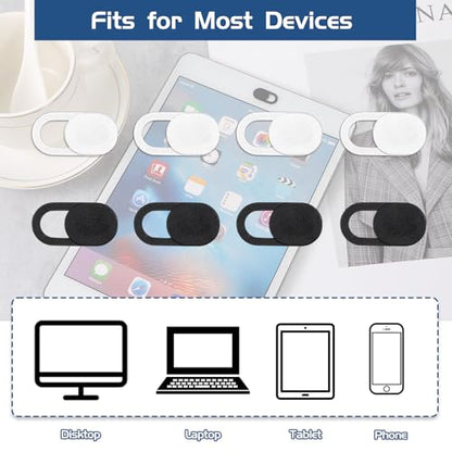 JJUNW 50 Pcs Webcam Cover Slide, 0.023 Inch Ultra-Thin Universal Laptop Camera Cover Slide Webcam Cover for Laptop, Computer(White+Black) - color: White+Black