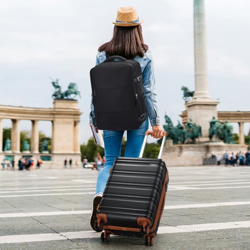 3 Piece Luggage Set, 20 Inch Carry On Luggage 22x14x9 Airline Approved, Hardside Suitcases with Wheels, Suitcase Set with YKK Zipper&TSA Lock, Travel Set - color: Black, size: 3 piece set (20inch)
