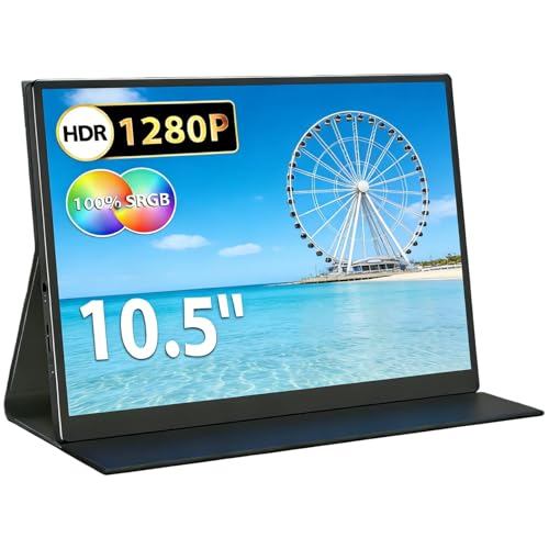 10.5" Portable Monitor 1920x1280 IPS Screen, 420 nits Brightness USB C Portable Gaming Monitor for Laptop PC Phone Mac Steam Deck, with Smart Cover & Speakers, Travel Second Screen for Work