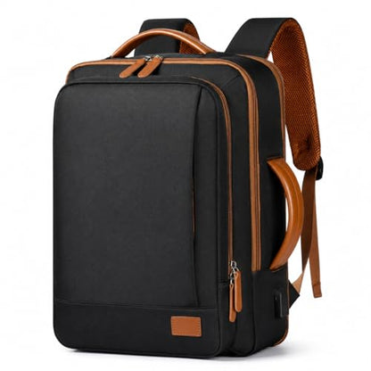 Business Laptop Backpack for Men and Women, Large Capacity Travel Backpack with USB Charging Port, Carry On Work Backpack with Padded Shoulder Straps, Black