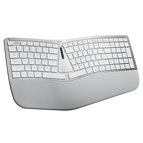 Nulea RT07B Wireless Ergonomic Keyboard - Split Keyboard, Wrist Rest, Natural Typing, Bluetooth and USB Connectivity, USB-C Rechargeable,Compatible with Windows Mac (Pink) - color: D-SilverWhite