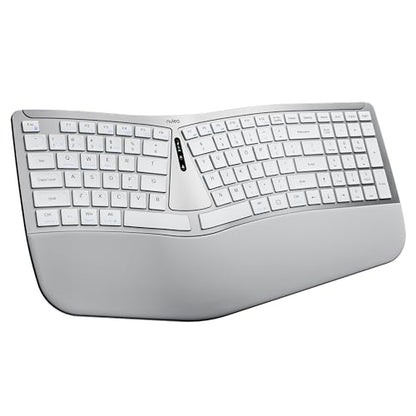 Nulea RT07B Wireless Ergonomic Keyboard - Split Keyboard, Wrist Rest, Natural Typing, Bluetooth and USB Connectivity, USB-C Rechargeable,Compatible with Windows Mac (Pink) - color: D-SilverWhite