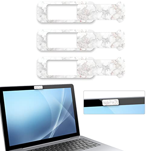 Webcam Cover, 3 Pieces, Laptop Camera Cover, Privacy Shielding Capacity is Twice as Big as The Traditional, Suitable for Computer Mobile Phones, laptops, Tablets and so on (White Marble) - color: White marble