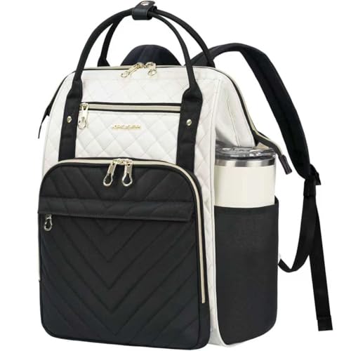 KROSER Laptop Backpack 17" Stylish Backpack Work for Men/Women-Beige/Black | Water Repellent College Casual Daypack Travel Business - color: Beige/Black, size: 17 inch
