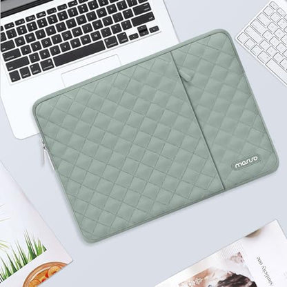 MOSISO Laptop Case 15 inch, 15 inch Laptop Sleeve, Antique Green | Compatible with MacBook Air M5 A3448 M4 A3241 M3 A3114 M2 A2941 2026-2023, Square Quilted Vertical Bag with Pocket&Small Case - color: Antique Green, size: 15 inch
