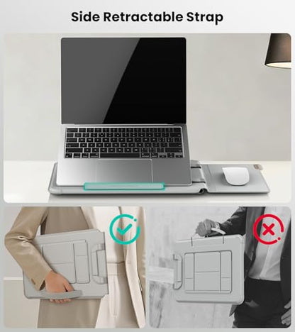 Nillkin 14 inch Laptop Sleeve with Stand (4-in-1), 2 Stand Modes, Mouse Pad | Magnetic Handle | Slim Laptop Case | MacBook Air 13 inch Case for Samsung/Surface/HP/Chromebook/Dell/Lenovo 12-14'', Gray - color: Gray, size: 12-14 inch