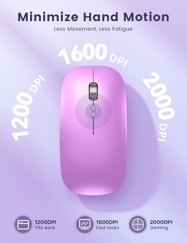 SABLUTE Bluetooth Mouse for Mac, Tri-Mode Silent Wireless Mouse, Orchid | Bluetooth 5.2 + 2.4GHz, Connect 3 Devices, Silent Click, USB-C Charging, 3 DPI Levels, MacBook, iPad & Windows Compatible - color: Orchid
