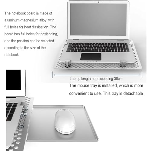 Adjustable Laptop Mount with Mouse Tray,Full Motion Articulating Design for Heat Dissipation and Multi-Angle Rotation, Supports Up to 8KG
