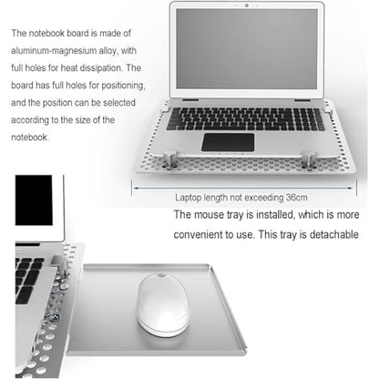 Adjustable Laptop Mount with Mouse Tray,Full Motion Articulating Design for Heat Dissipation and Multi-Angle Rotation, Supports Up to 8KG