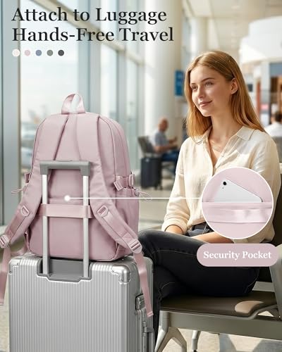 suwasp College Backpack for Women, Waterproof Laptop Backpack Fits 15.6 Inch Laptop, School Bookbag with Water Bottle Pocket, Anti Theft Work Backpack for College, Travel, Commuter, - color: Light Purple