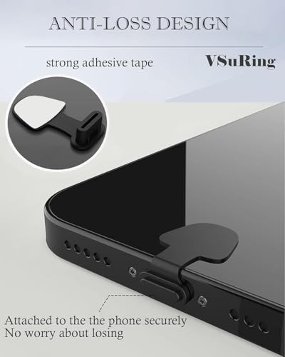 5Pcs USB C Dust Plug Silicone Detachable Adhesive Anti-Lost Anti Dust Plug Cover Compatible with iPhone 17/16/15 Galaxy S25/S24/ Note 20/ Z Fold6/ Pixel 9 Moto Edge+ Type C Port Device