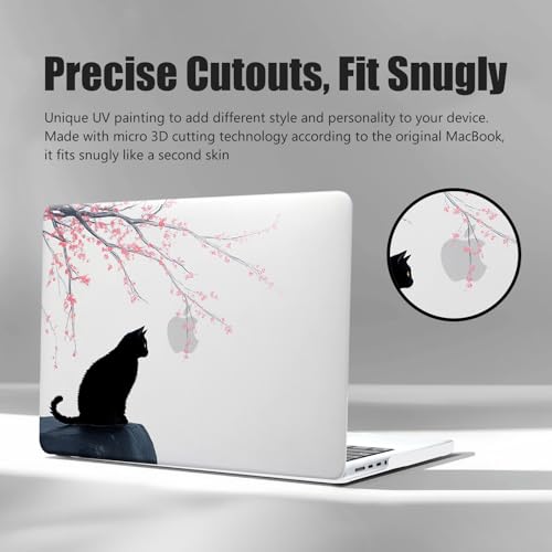 DTangLsm for MacBook Air 15 inch Case M5 M4 M3 M2 2026-2023 Laptop Cover | Model A3448 A3241 A3114 A2941, Cute Clear Plastic Hard Shell Mac Air 15 Laptop Case and Keyboard Cover, Black Cat - color: Black Cat