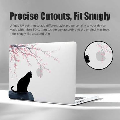 DTangLsm for MacBook Air 15 inch Case M5 M4 M3 M2 2026-2023 Laptop Cover | Model A3448 A3241 A3114 A2941, Cute Clear Plastic Hard Shell Mac Air 15 Laptop Case and Keyboard Cover, Black Cat - color: Black Cat